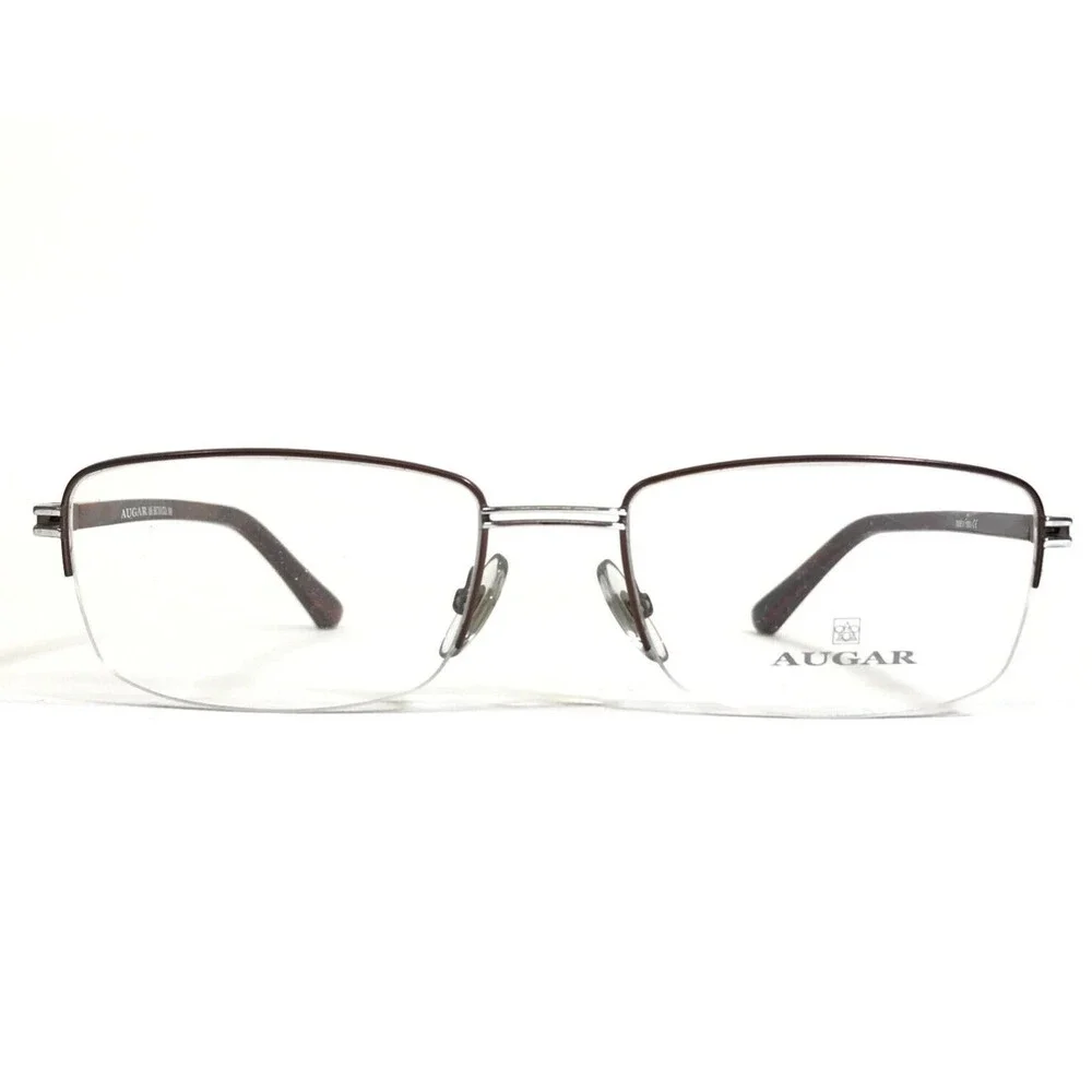 Augar Eyeglasses Frames 195 COL 106 Grey Red 22KT GP Gold Plated 56-18-135